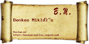 Benkes Miklós névjegykártya