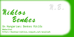 miklos benkes business card